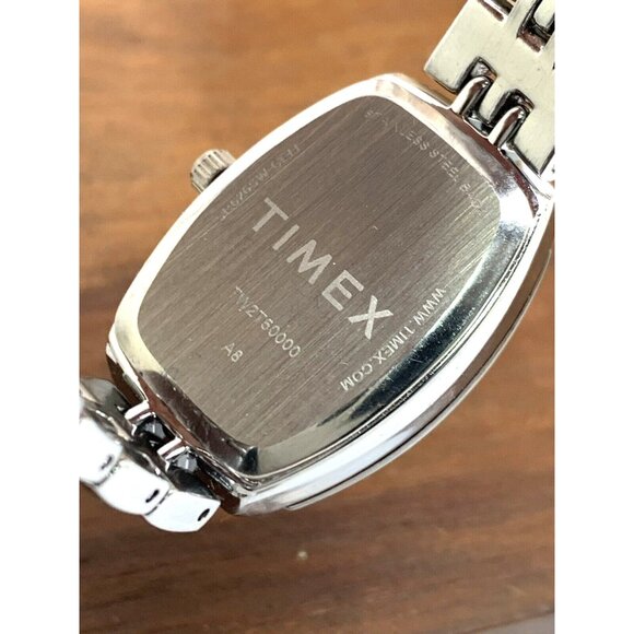 Timex Womens Watch TW2T50000 Quartz Diamond Silver Dial Rectangle Steel 21mm - Picture 6 of 13